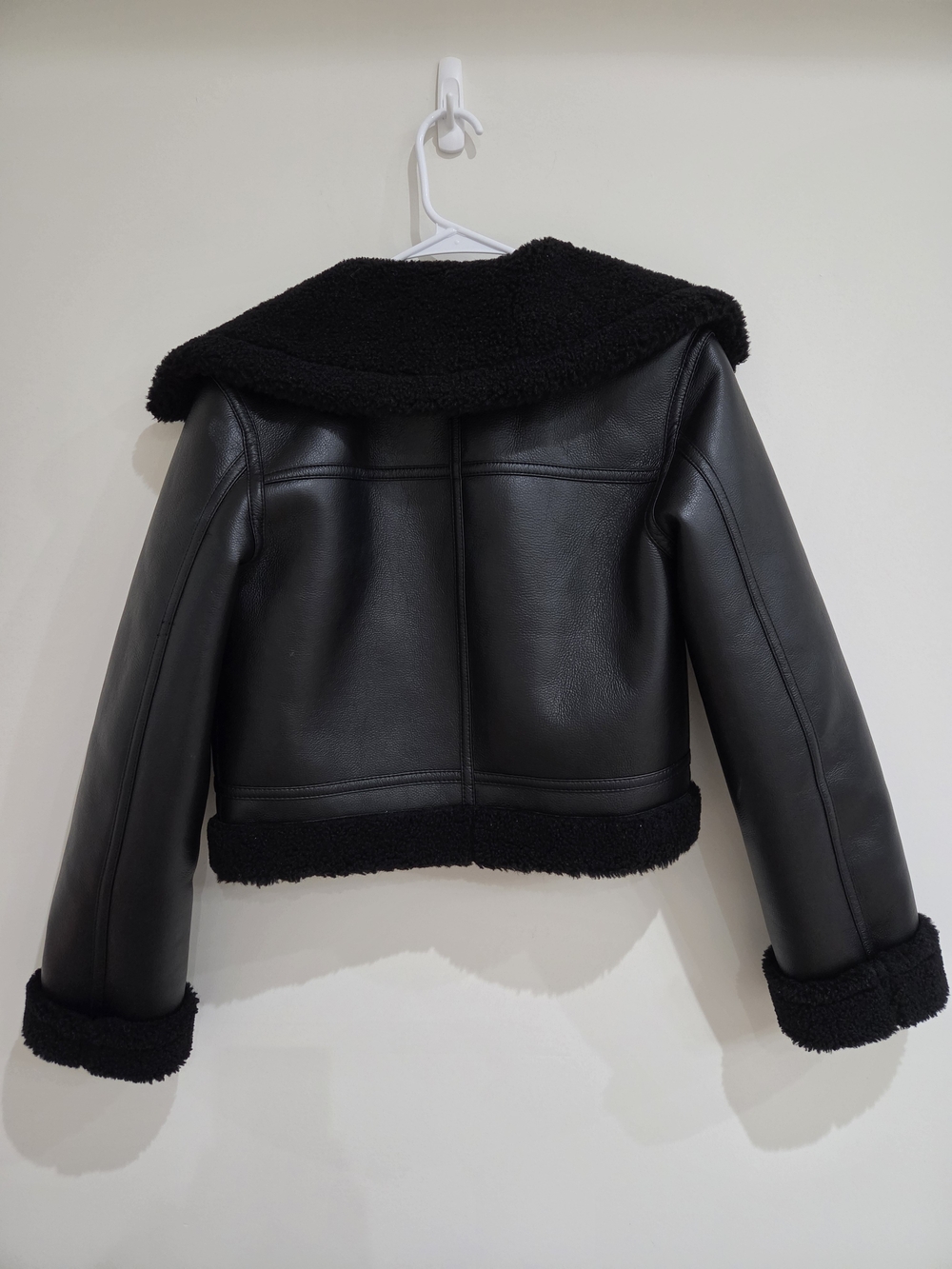 Mango Black Faux Shearling Leather aviator Jacket - Picture 6 of 6